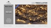 1x Kerstverlichting clusterverlichting met timer en dimmer 960 lampjes warm wit  12,5 mtr - Voor binnen en buiten gebruik