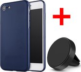 Apple iPhone 7 - 8 Backcover - Donkerblauw - Soft TPU - Magnetisch voor Autohouder + Magneet