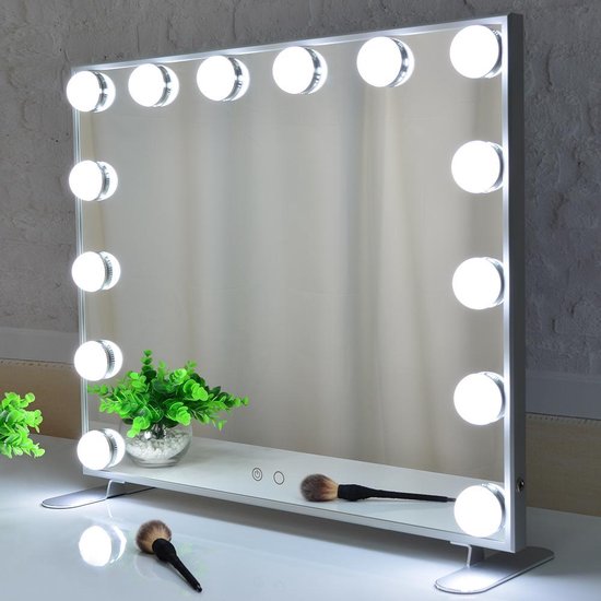 spiegel |Make up Spiegel met verlichting Zilver| Videri Vanity | Visagie... bol.com