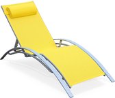 Louisa ligstoel van aluminium en textileen, kleur grijs/geel