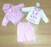 Aardvark baby set 3-delig Haasje roze maat 50 (50 cm)