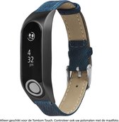 Blauw Denim bandje geschikt voor TomTom Touch / Touch Cardio - horlogeband - polsband - strap - spijkerstof