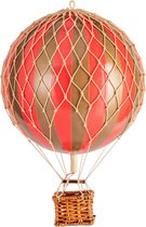 Authentic Models - Luchtballon Travels Light - Luchtballon decoratie - Kinderkamer decoratie - Goud/Rood - Ø 18cm