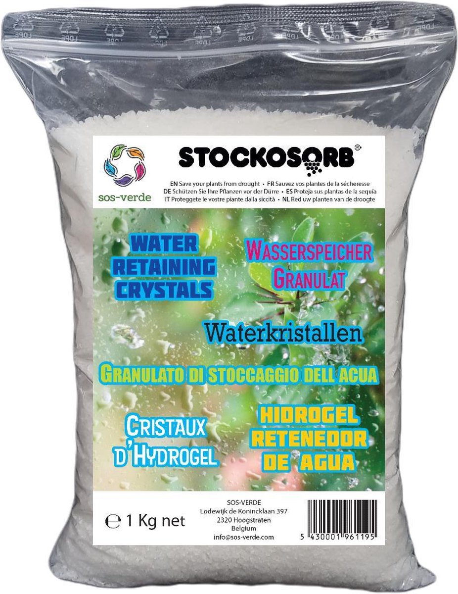 SOS-VERDE® Stockosorb 1Kg Hydrogel, Watergelkristallen, Aquagel ...