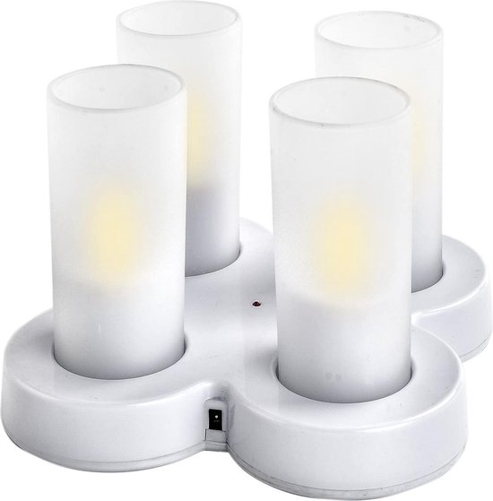 Verlenen Product kleur LED kaarsen met glazen behuizing 20 branduren set van 4 | LED-kaars in glas  en... | bol.com