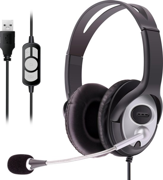 knecht Religieus Habitat QY USB headset koptelefoon met microfoon voor thuiswerken en gaming - PC  laptop... | bol.com