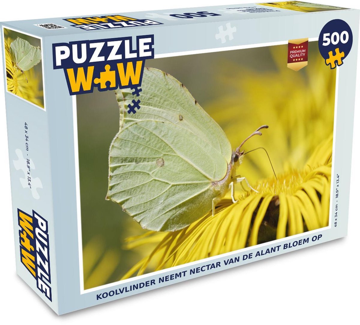 Afbeelding van product Puzzel 500 stukjes Alant - Koolvlinder neemt nectar van de Alant bloem op - PuzzleWow heeft +100000 puzzels