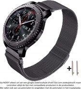 22mm Milanees Bandje Zwart voor verschillende smartwatches- magneetsluiting – Milanese RVS Armband Black - 22 mm