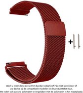 22mm Milanees Bandje Rood voor (zie compatibele modellen) Samsung, LG, Asus, Pebble, Huawei, Cookoo, Vostok en Vector - magneetsluiting – Milanese RVS Armband Red - Gear S3 - Zenwatch - 22 mm