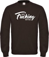 Kerst sweater zwart XXL - Happy fucking new year - wit - soBAD. | Sweater unisex | Sweater man | Sweater vrouw | Kerst | Oud&nieuw | Nieuwjaar