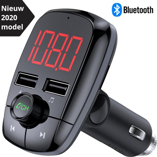 Bluetooth FM Transmitter - Handsfree Bellen - Muziek Streamen - Voice Navigatie - Telefoon Opladen - Draadloze Auto Carkits - HD Display Scherm - 2 USB Aansluitingen - Microfoon - SD Kaart - Smartphone/Iphone/Samsung