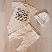 Baby 3delig kledingset Newborn meisje | maat 62-68 | licht roze rompertje en mutsje en legging | Bodysuit | Huispakje | Kraamkado | Gift Set
