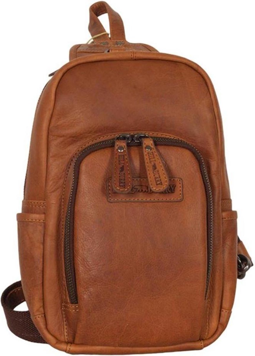 Hillburry leren crossbodytas - slingbag bruin (cognac)