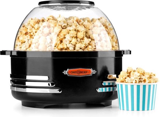 oneConcept Couchpotato Popcornmachine - elektrische Popcorn-maker 1000W - tot 5,2 l per lading - Teflon verwarmoppervlak - retro design