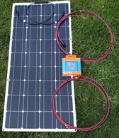 Set Flexibel Zonnepaneel 100WP Caravan, Camper, Boot, Tent of Tuinhuisje - MPPT Victron Energy laadregelaar 75/15 - Zonnepaneel Compleet Pakket - Kabel met connectoren - Dakdoorvoer - Plug-Play set schematische tekening en handleiding-Monokristallijn