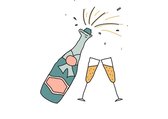 Wenskaarten - verjaardagskaart - uitnodiging – gefeliciteerd – champagne - feest - Set van 10  stuks - zonder tekst