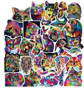 50 stuks kleurrijke stickers honden / katten / dieren 3-8 cm Mix voor raam, muur, telefoon, laptop etc.
