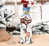 Kers decoratie - Ideaal als kerstcadeau – Kerstdecoratie- Diner - Kerst wijnzak - Wijnfles decoratie - Rendier – Diner