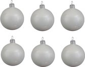 12x Winter witte glazen kerstballen 8 cm - Glans/glanzende - Kerstboomversiering winter wit