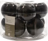 Set de boules de Noël noir en verre 6 cm brillant / emballé mat - Boules de Boules de Noël