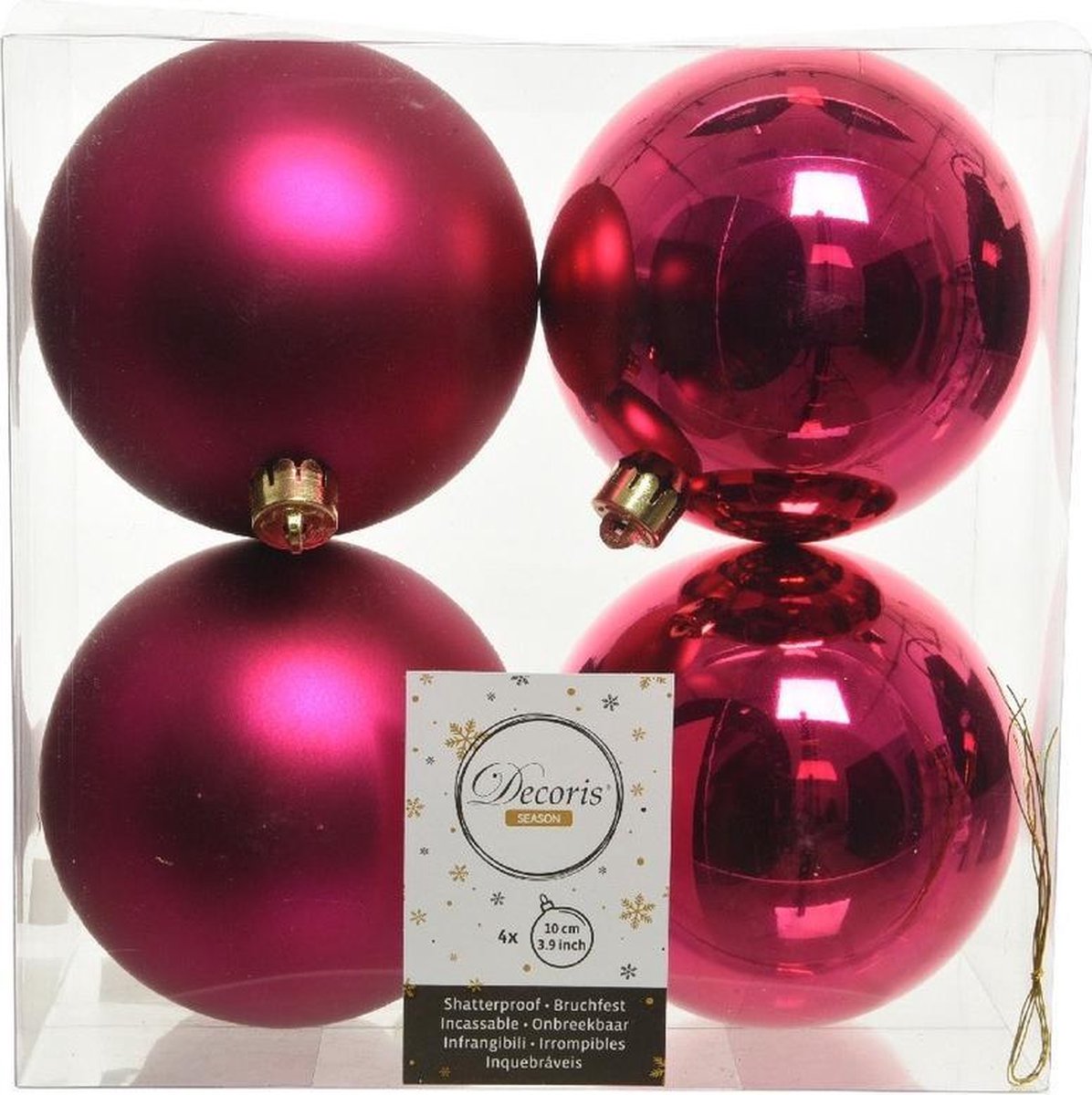16x Bessen roze kunststof kerstballen 10 cm Mat/glans Onbreekbare