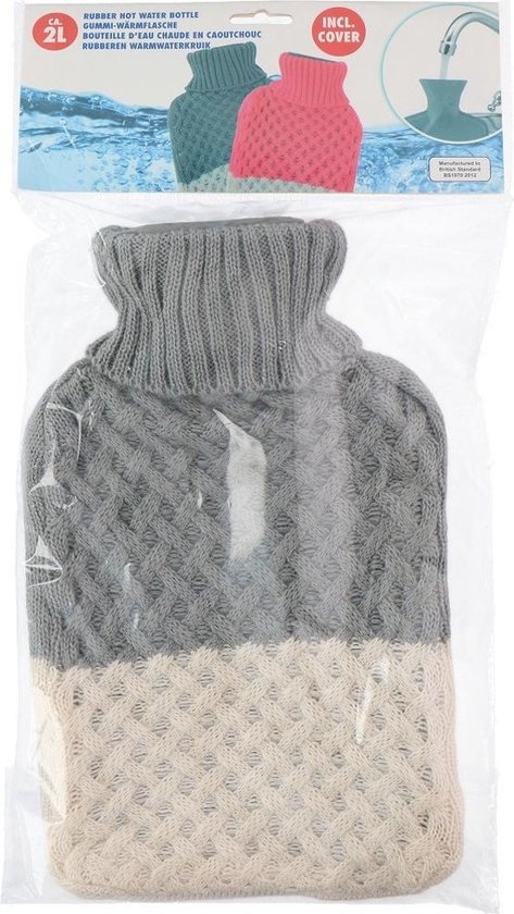 Bouillotte de protection en tricot résistant au froid pour lhiver et les explosions Gris 2000 ml