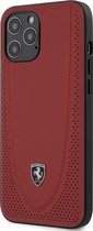 iPhone 12 Pro Max Backcase hoesje - Ferrari - Effen Rood - Leer