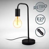 B.K.Licht - Zwarte Tafellamp - met industriële retro design - metalen bedlamp - netstroom - E27 fitting - excl. lichtbron