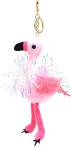 Dielay - Sleutelhanger Flamingo met Glitters - 18 cm - Roze
