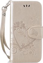 Apple iPhone 7 - 8 Bookcase - Goud - Bloemen - Portemonnee hoesje