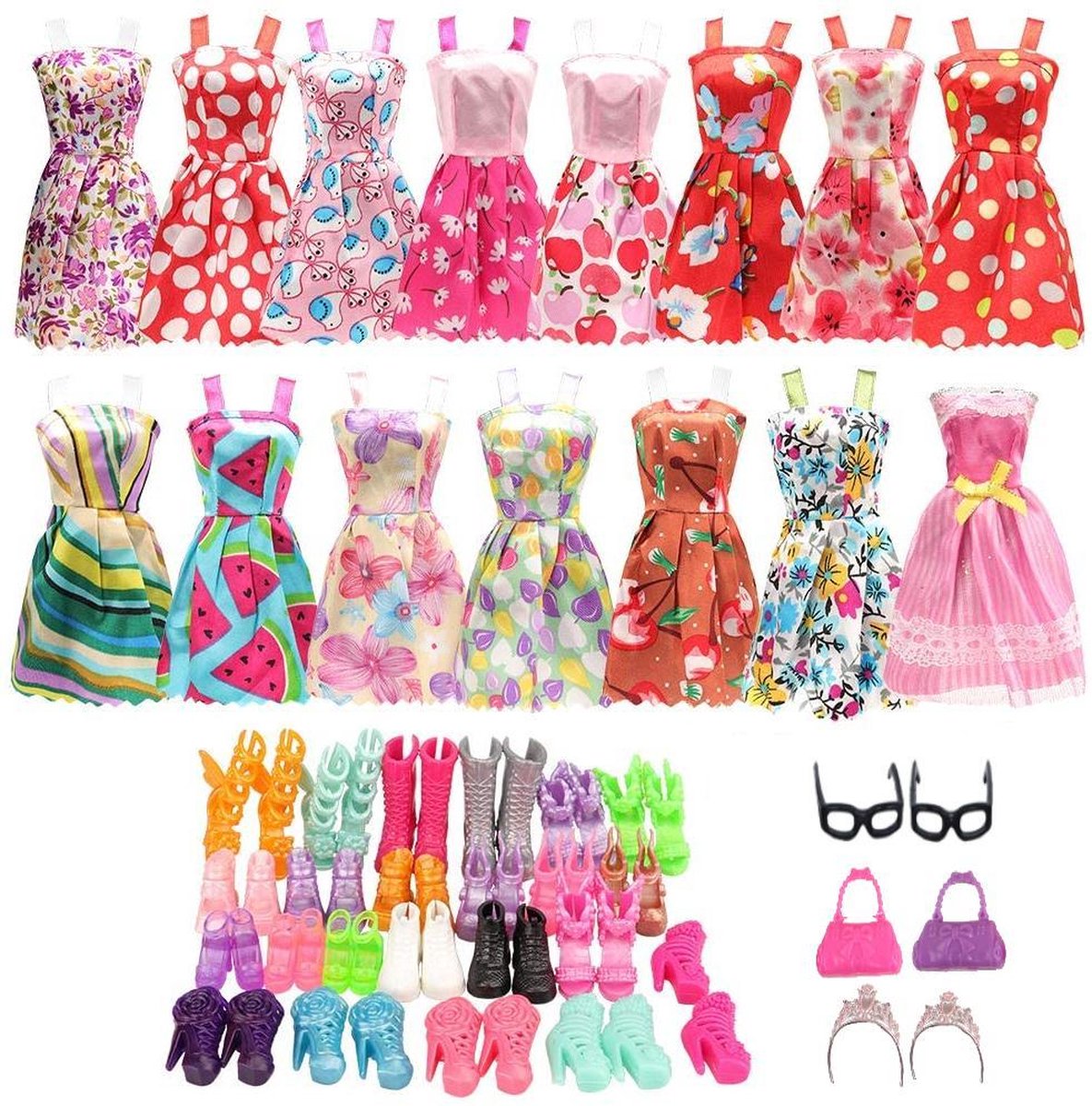 Barbie kleding kleertjes - Set van 26 - Geschikt voor Barbie - Kleertjes,  schoenen en... | bol.com