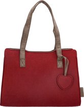 Beagles Vilten Schoudertas Shopper Medium Vilt Bordeaux Rood