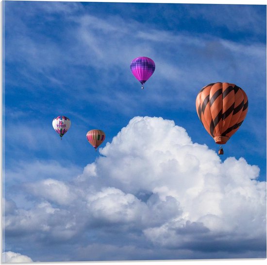Acrylglas - Luchtballonnen tussen de Wolken - 50x50cm Foto op Acrylglas (Wanddecoratie op Acrylglas)