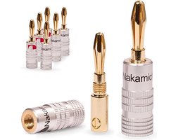 Nakamichi Banaanstekkers 4 Stuks – Vergulde Banana Plugs 4mm – Connector voor Luidsprekerkabel en Versterker