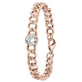 Lucardi Dames Armband roseplated met witte zirkonia - Staal - Armband - Cadeau - 18 cm - Rosékleurig