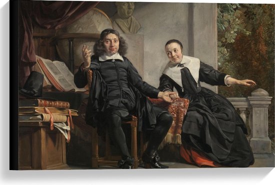 Canvas  - Oude Meesters - A. Casteleyn en echtgenote M. van Bancken, Jan de Bray - 60x40cm Foto op Canvas Schilderij (Wanddecoratie op Canvas)