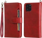 Luxe Telefoonhoesje voor Apple iPhone 11 | Hoogwaardig Leren Bookcase | Lederen Wallet Case | Luxe Uitstraling | Pasjeshouder | Portemonnee | Rits | Rood