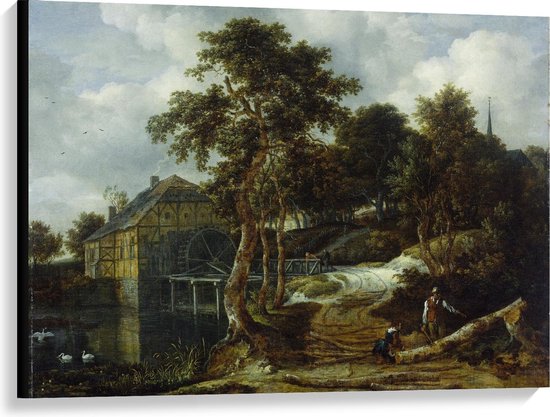 Toile - Oude Meesters - Paysage avec Moulin à Eau, Jacob Isaacksz van Ruisdael - 100x75cm Photo sur Toile Peinture (Décoration murale sur Toile)