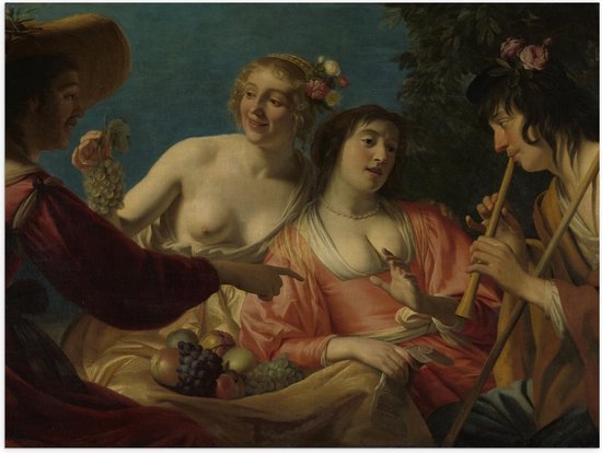 Fluitspelende herder Poster van Honthorst