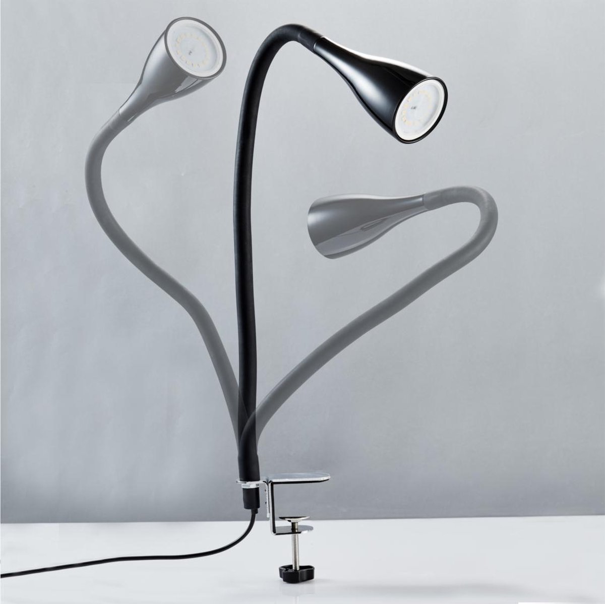 Lampe de lecture LED bras flexible GU10 lampe à pince pour bureau chevet  noir