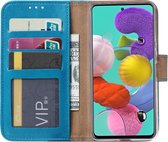 BixB Samsung Galaxy A51 hoesje - bookcase Turquoise + tempered glas screenprotector