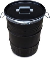 BinBin Handle industriële prullenbak zwart 60 Liter olievat met handvat deksel