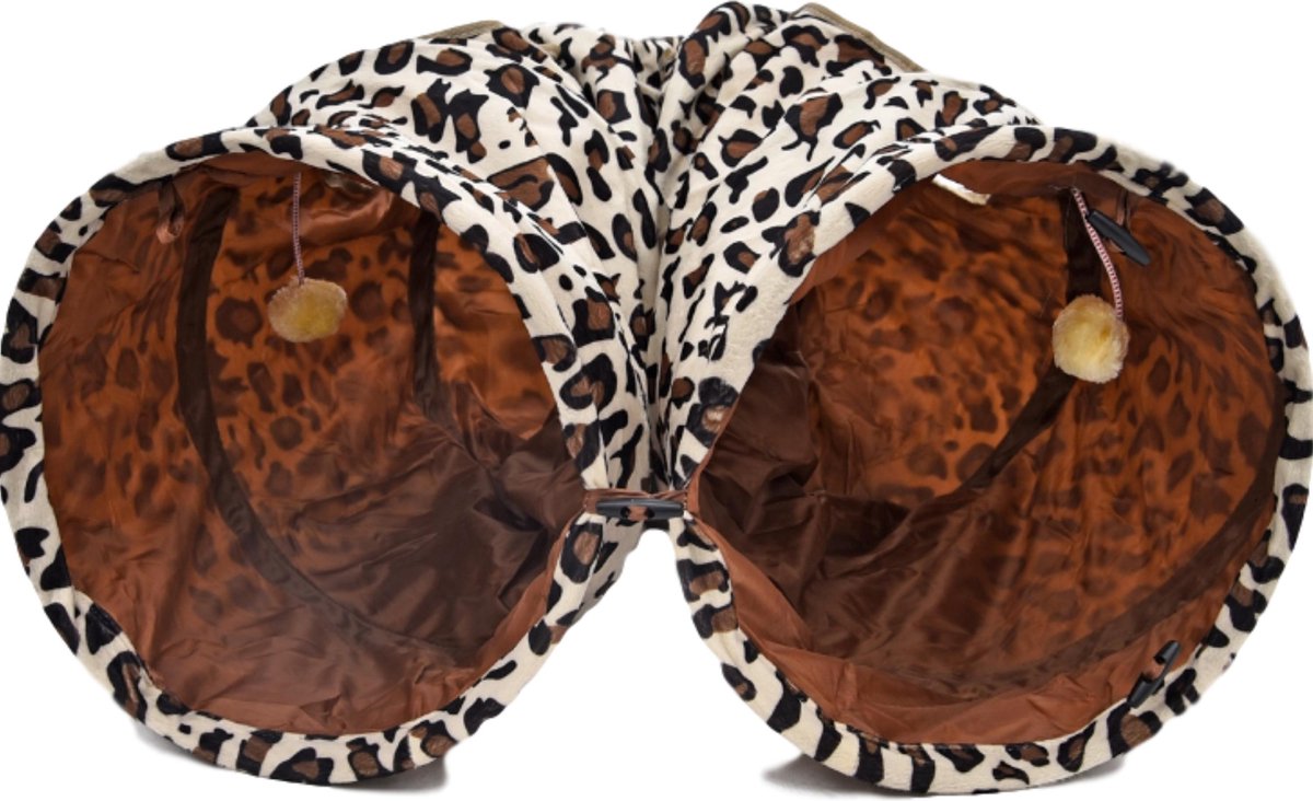 Kattentunnel - Speeltunnel kat - Kattenspeelgoed- Kattenspeeltje- Katten tunnel - Kattenhuis - speelgoed kat - 130 x 25 - Leopard - Billy & Becky — afbeelding 4