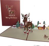 pop-up rendier kaart  luxe kerstkaart met envelop  wenskaart ansichtkaarten