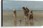 Canvas  - Oude Meesters - Kinderen der zee, Jozef Israëls, 1872 - 90x60cm Foto op Canvas Schilderij (Wanddecoratie op Canvas)