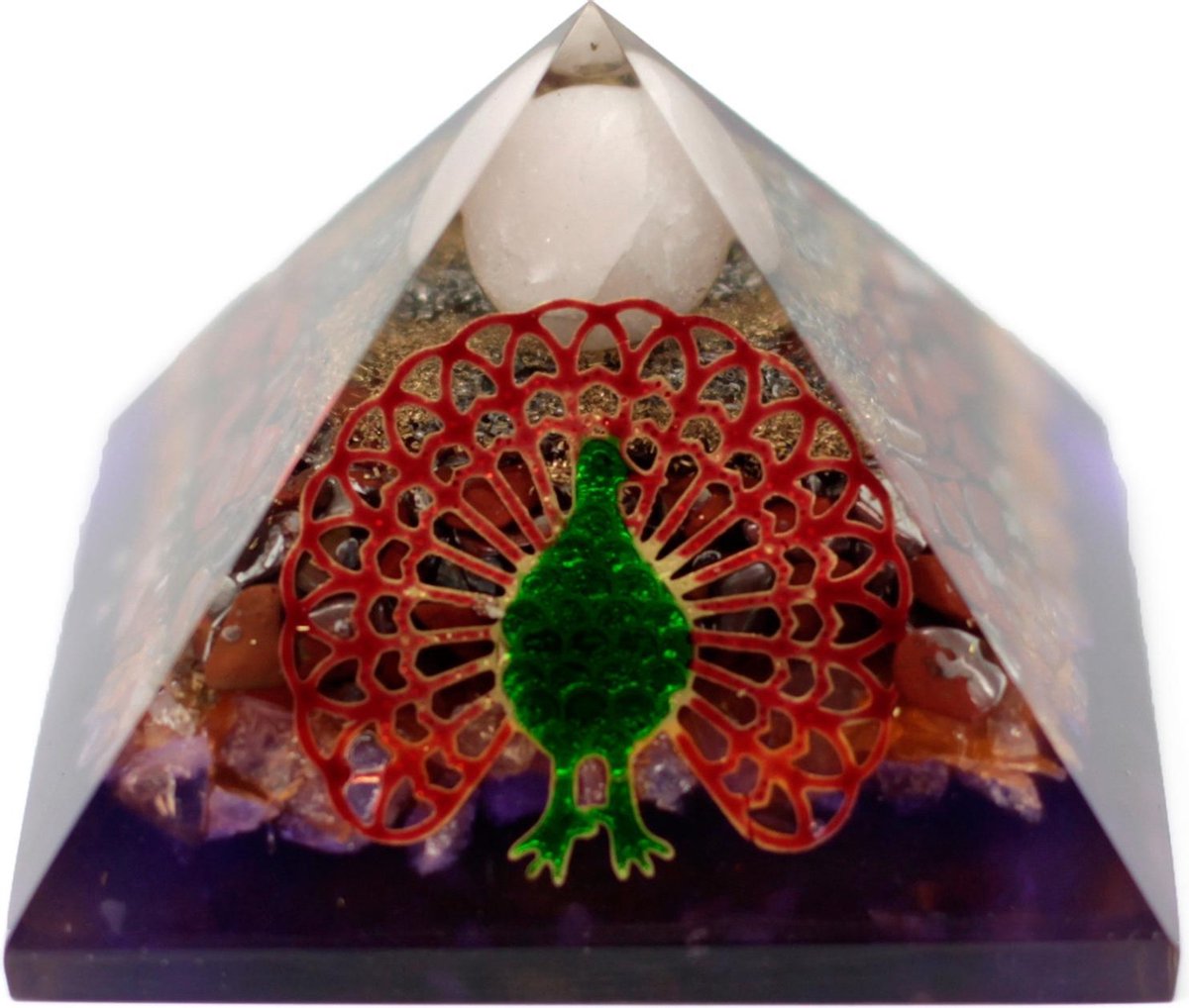 Grote Organite Piramide 70mm - Peacockearth basis)