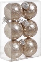 KERSTBALLEN SET 6 STUKS | KERSTVERSIERING | TWINKLE CHAMPAGNE | D6 CM | KUNSTSTOF