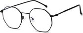 Computerbril - Anti Blauwlicht Bril - Hoekig Metaal - Zwart