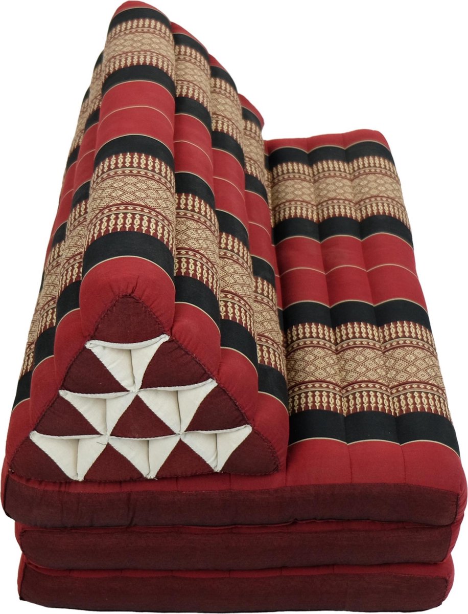 Fine Asianliving Thais Kussen Meditatie Driehoek Vloer Ligmat Yoga Uitklapbaar Kapok 80x190cm XXXL Rood Meditatie Mat Matras