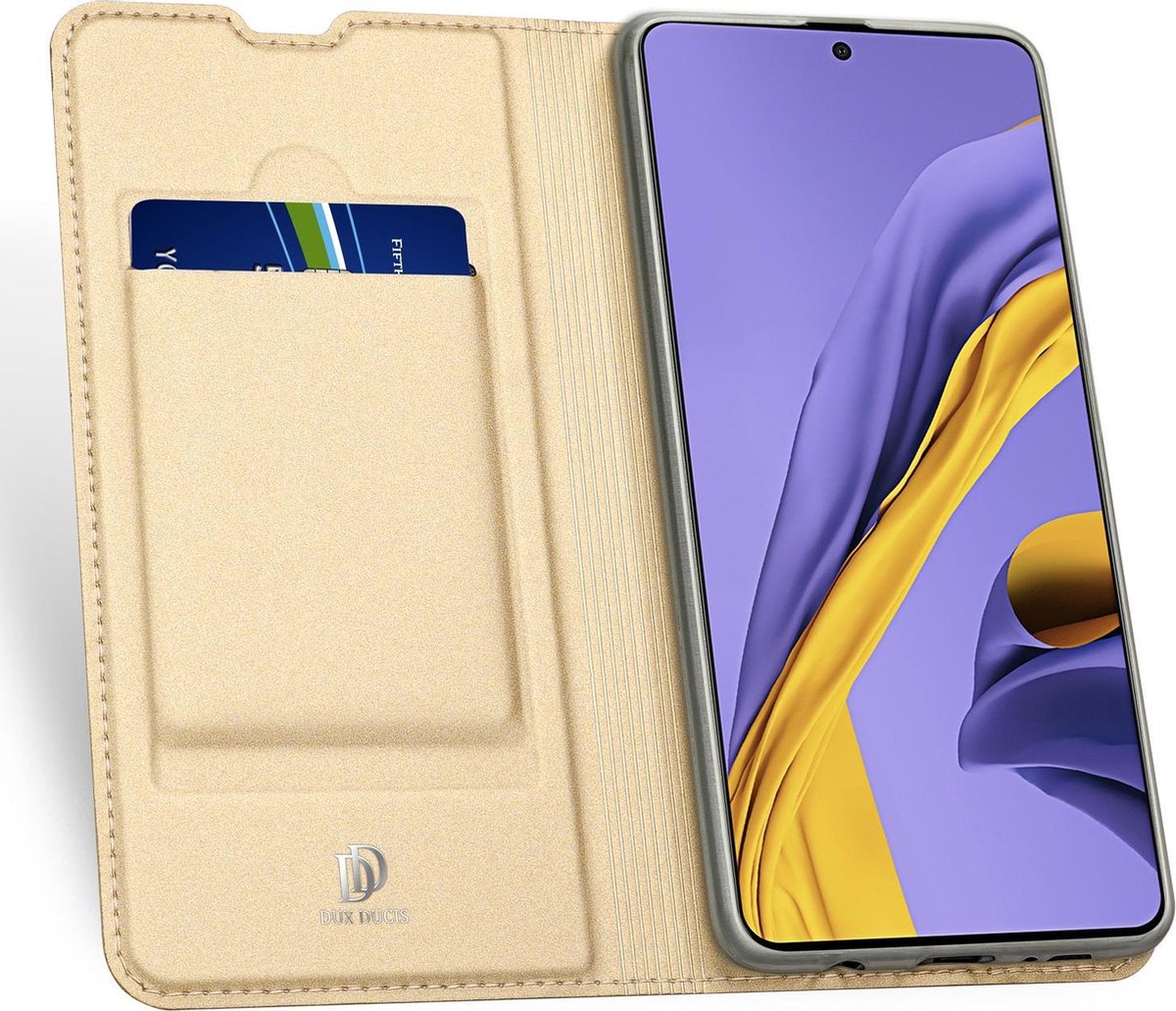 BixB Samsung Galaxy A71 hoesje - bookcase Goud + tempered glas screenprotector